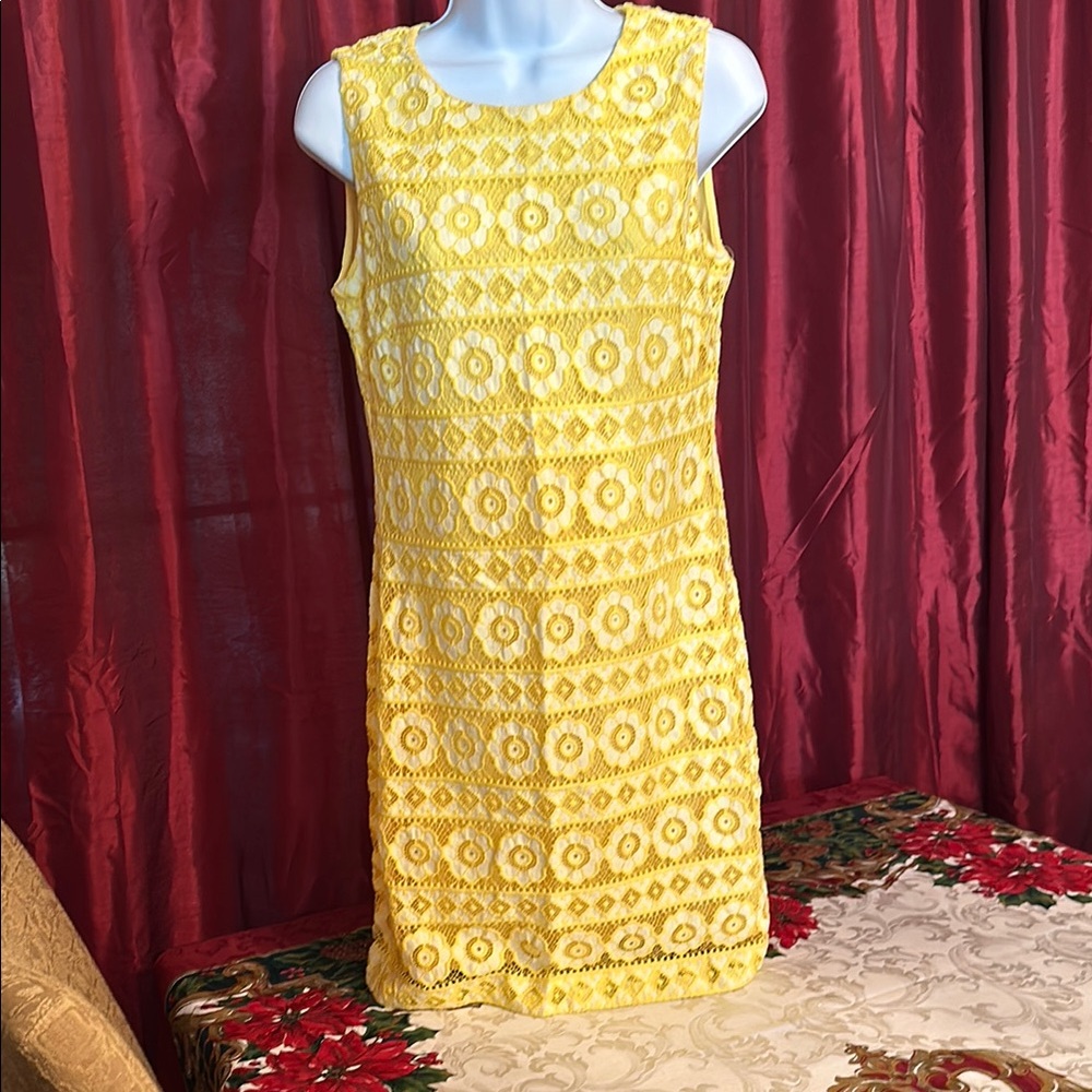 Yellow Lace Sleeveless Dress